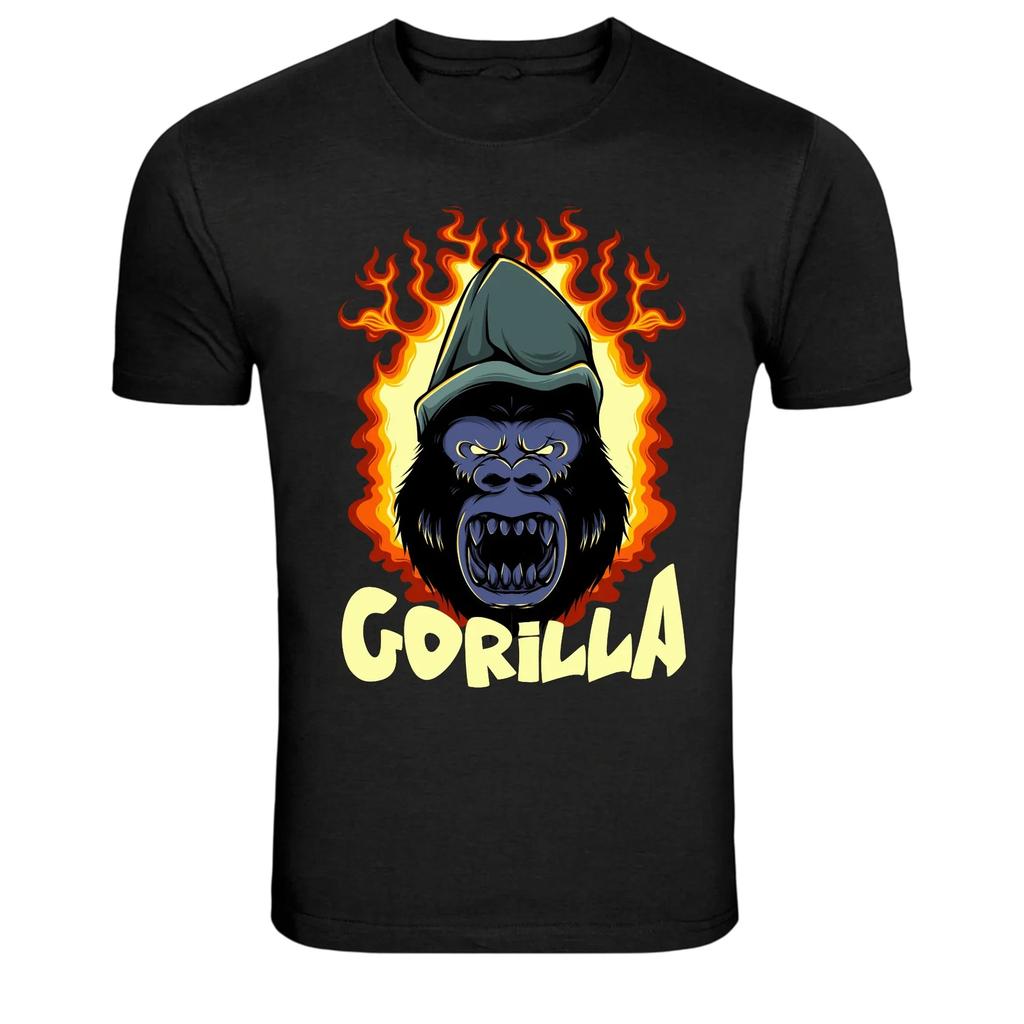 Gorilla Fire Rage Cartoon Graphic T-Shirt