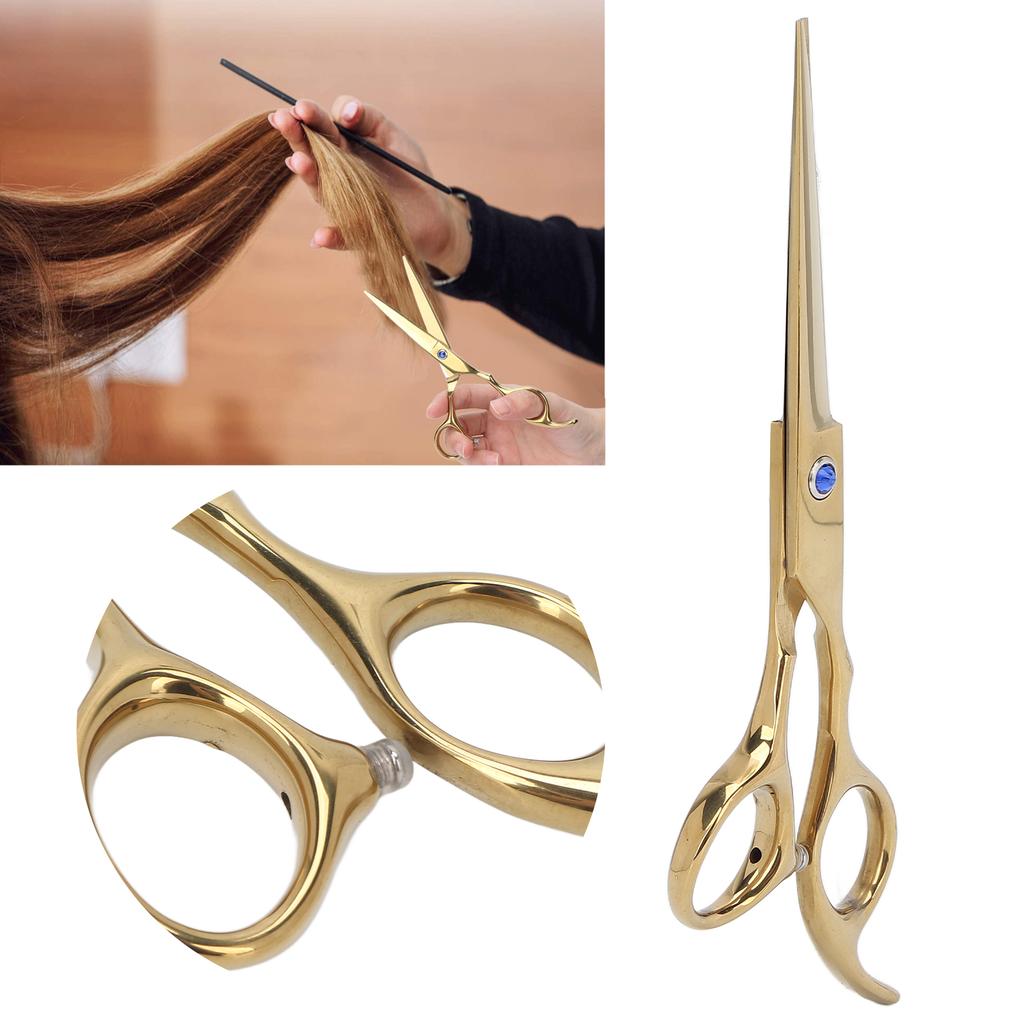 Beard Scissors Stainless Steel Home Barber Shop Portable Hair Cutting Scissors for Men Women GoldFlat Scissors