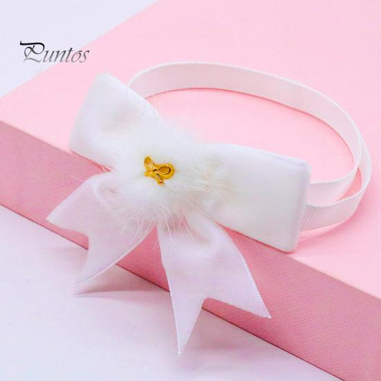 Pet Neck Strap Bow-knot Collar Adjustable Non-Fading Friendly to Skin Vibrant Color Wear Resistant Dress Kitten Up Polyester New Year Christmas Photo