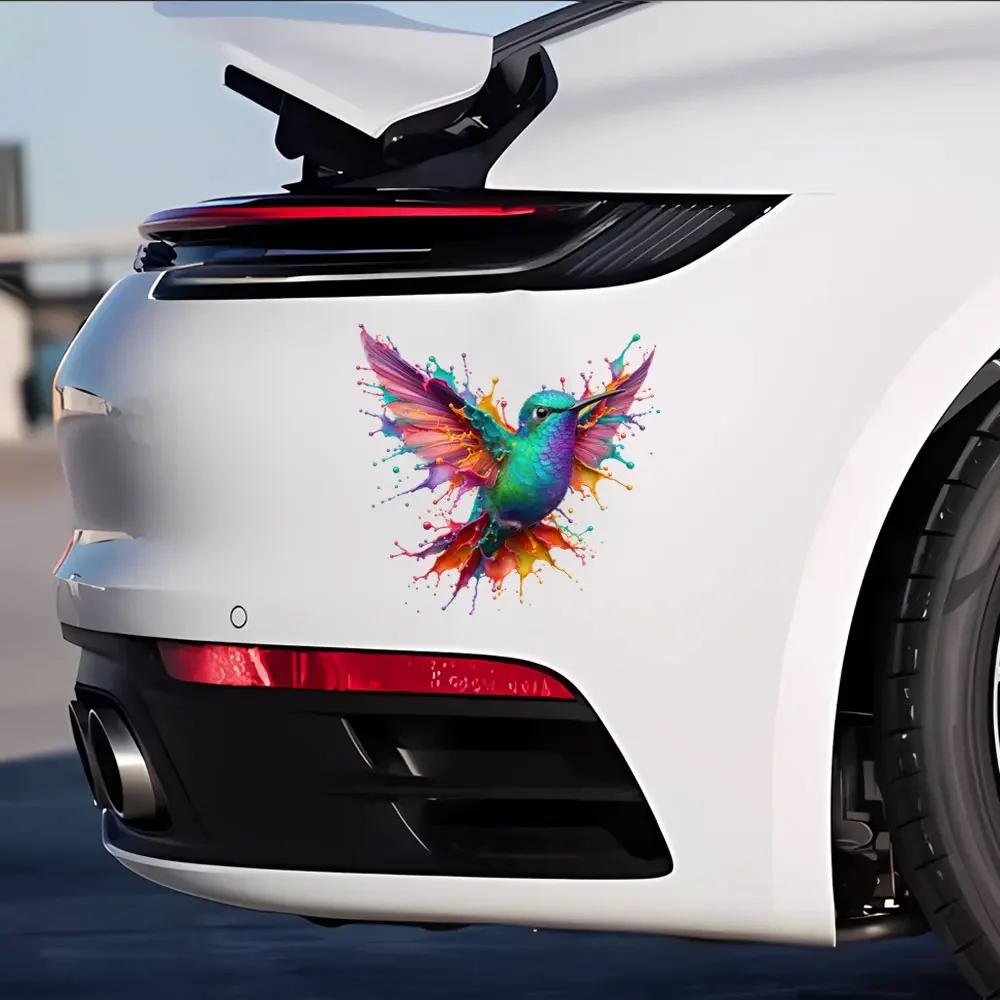 Dopamine Colorful Hummingbird Car Decals Body Auto Rear Triangle Window Trunk Bumper  Decals Creative Ornament