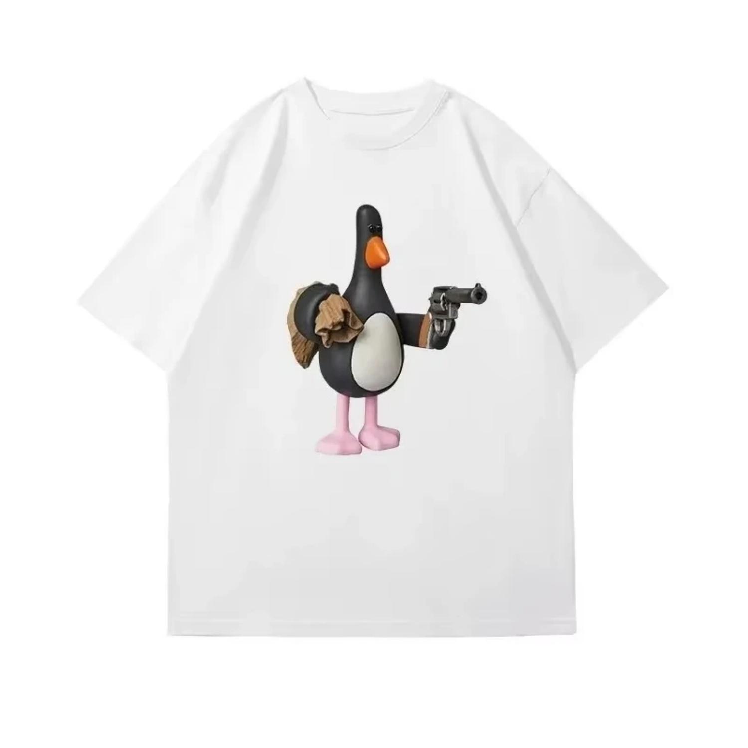 

Cartoon Penguin Print Short Sleeve Fashion T Shirt Couple Matching Fit Breathable Casual Top Streetwear Harajuku Clothing Tops S разноцветный