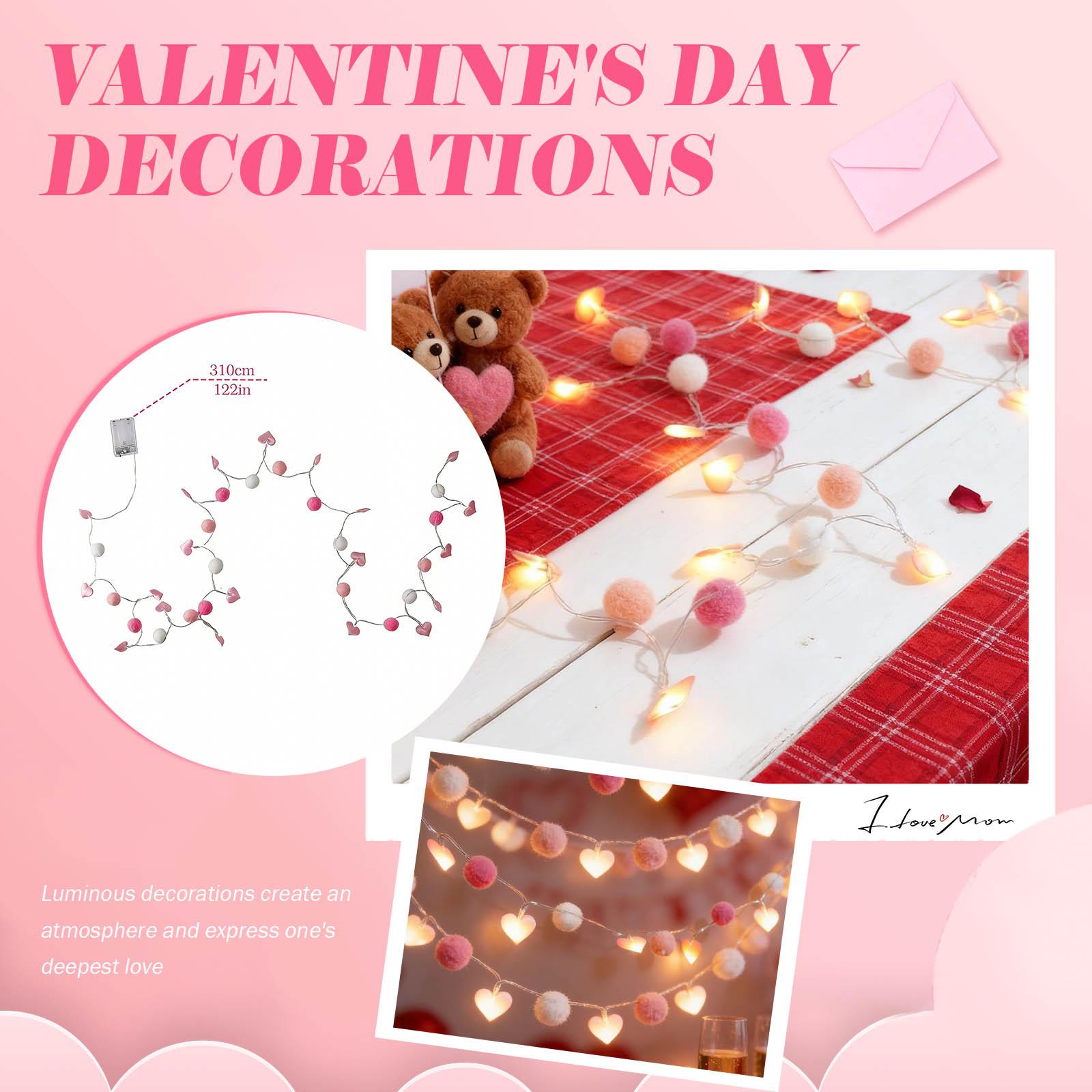 

Valentine s Day Heart-shaped Light String Party, Holiday Christmas Tree, Home Window Decoration, Table Ball Light String Hanging Ornaments. One Size рожевий