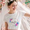 Team Bride Bridal Party T-Shirts, Floral Print Bachelorette Tops, Women's Short Sleeve O Neck Tees for Bridal Shower & Wedding