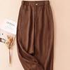 Women's Summer 2025 White Tencel High Waist Harem Pants - Lightweight Nine-Point Cotton Linen Carrot Straight Leg Design