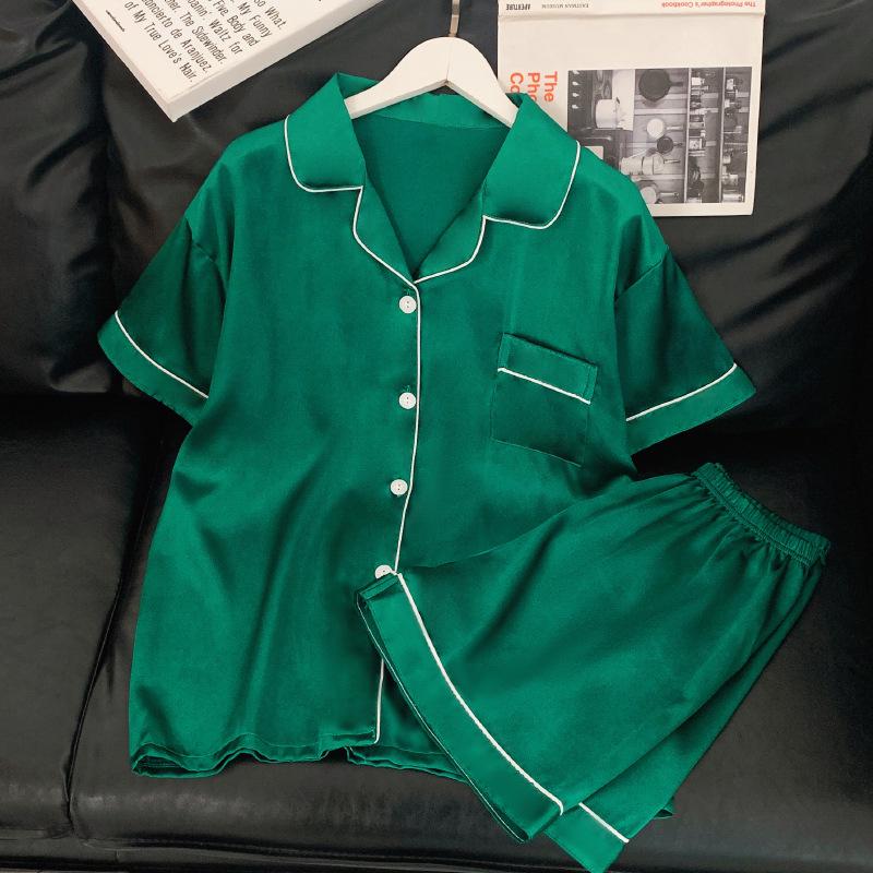 Summer Ice Silk Pajamas for Women: New Style, Sweet & Simple, Short-Sleeved Homewear