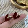 Retro Red Heart French Drip Clip-On Earrings for Women - Fashionable, Painless, No Piercing Required.