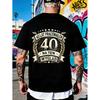Black T Shirt with 40 Years Worked for This Look Graphic Design for Birthday Celebration And Casual Wear