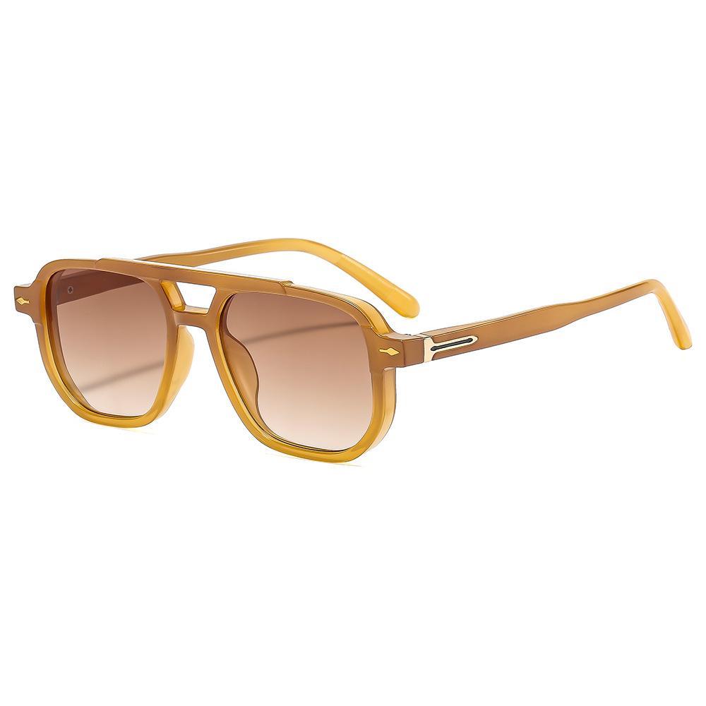 JYL Double Bridge Square Sunglasses UV400 Gradient Unisex Punk Rivets / 6090