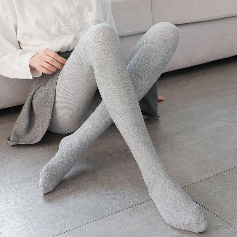 Women's Versatile Fleece Lined Vertical Stripe Pantyhose Autumn Winter Outer Wear Base Layer Leggings