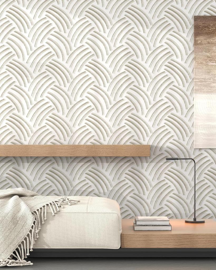 Beige Weiß Selbstklebende Tapete Boho Dekorative Selbstklebende Tapete für Schlafzimmer Schubladen Schränke Dekor Vinylrolle