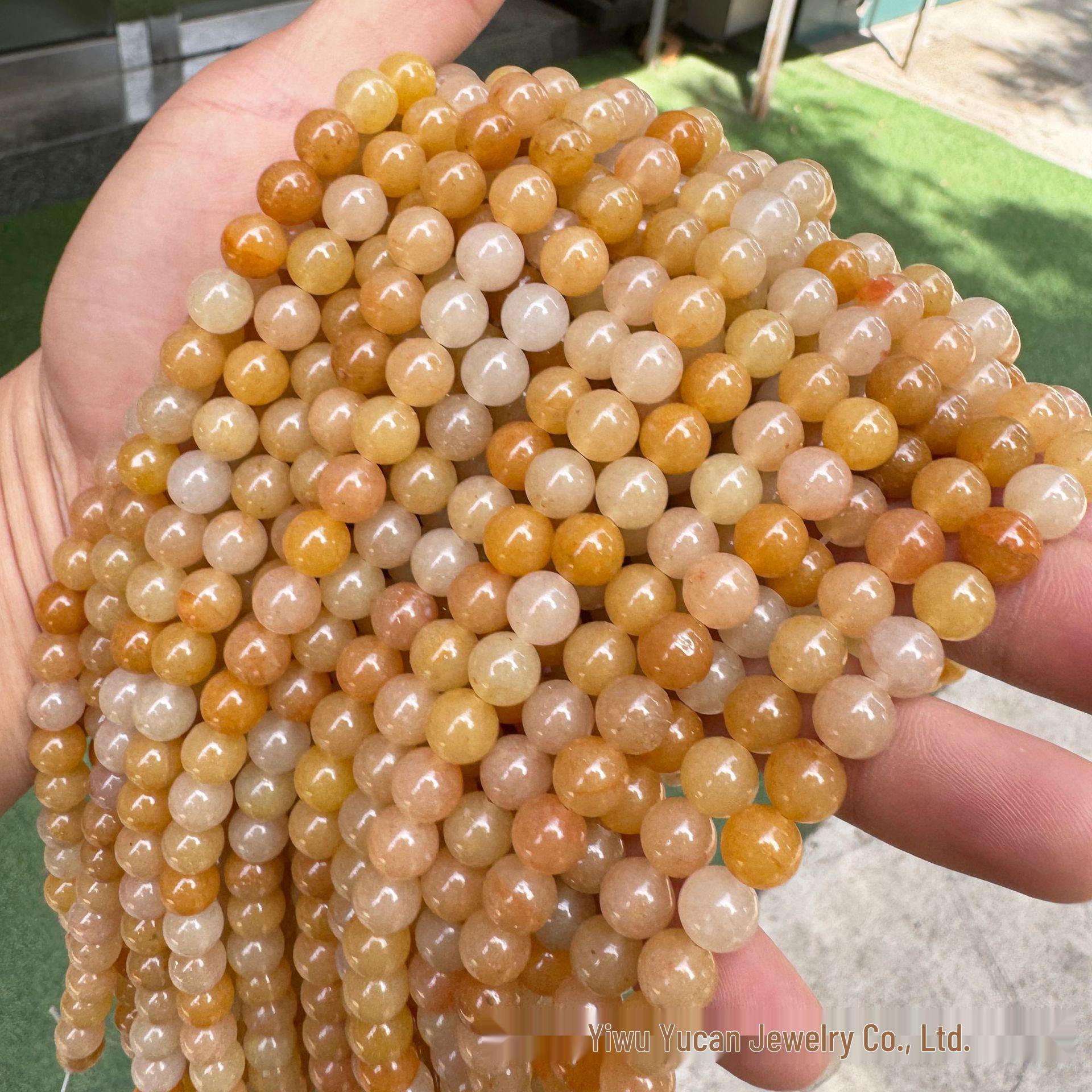 Yangchun Yellow Jade Beads: Yellow Aventurine Gradient for DIY Bracelet Jewelry 6mm (60 beads)