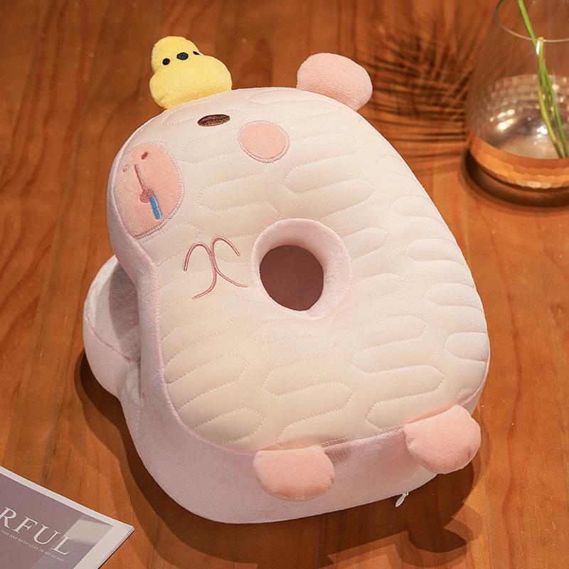 Cute Cat Nap Pillow Ice Silk Plush Throw Pillow Cuddle Cat Office Table Nap Artifact Waist Backrest Female