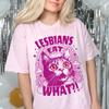 Lesbians Eat What Shirt Lesbian Cat Meme Sweatshirt: Funny LGBTQ Pride Month Gift