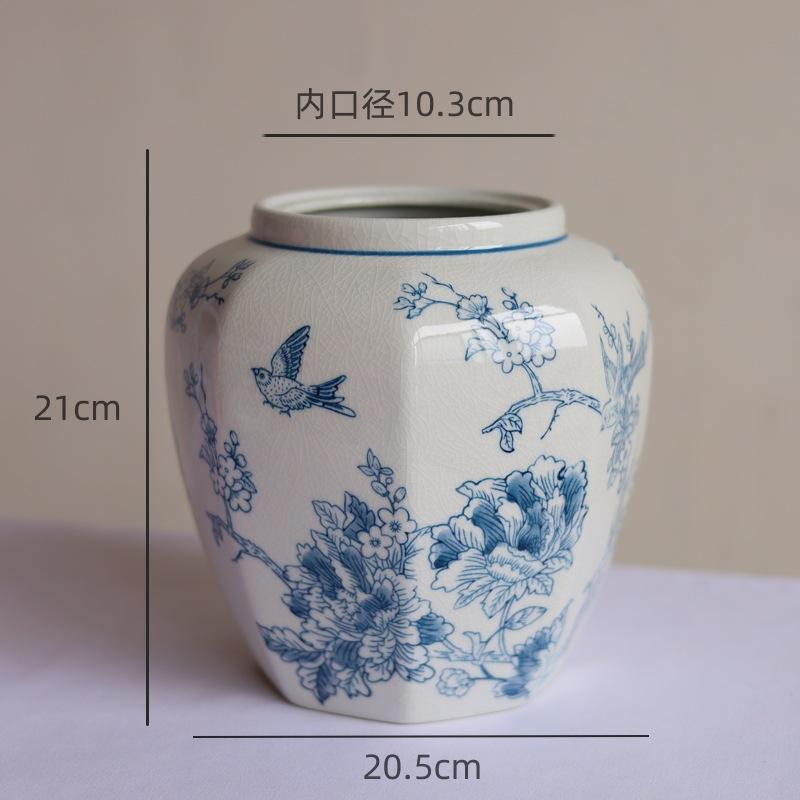 Vaso de Porcelana Azul e Branco Vaso de Cerâmica Garrafa de Porcelana Vintage Vaso de Flores Recipiente de Armazenamento Terrário Decoração de Casa