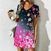 Summer Fashion Women's V Neck Artistic Print Printed Dress Sex Short Skirt Dresses