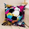 New Football Print Art Cushion Cover Silky Short Plush Invisible Zipper Dustproof Sofa Pillow Case For Home Decor