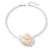 Vintage Pearl Necklace With Natural Shell Pendant For Summer Beach Casual Wear