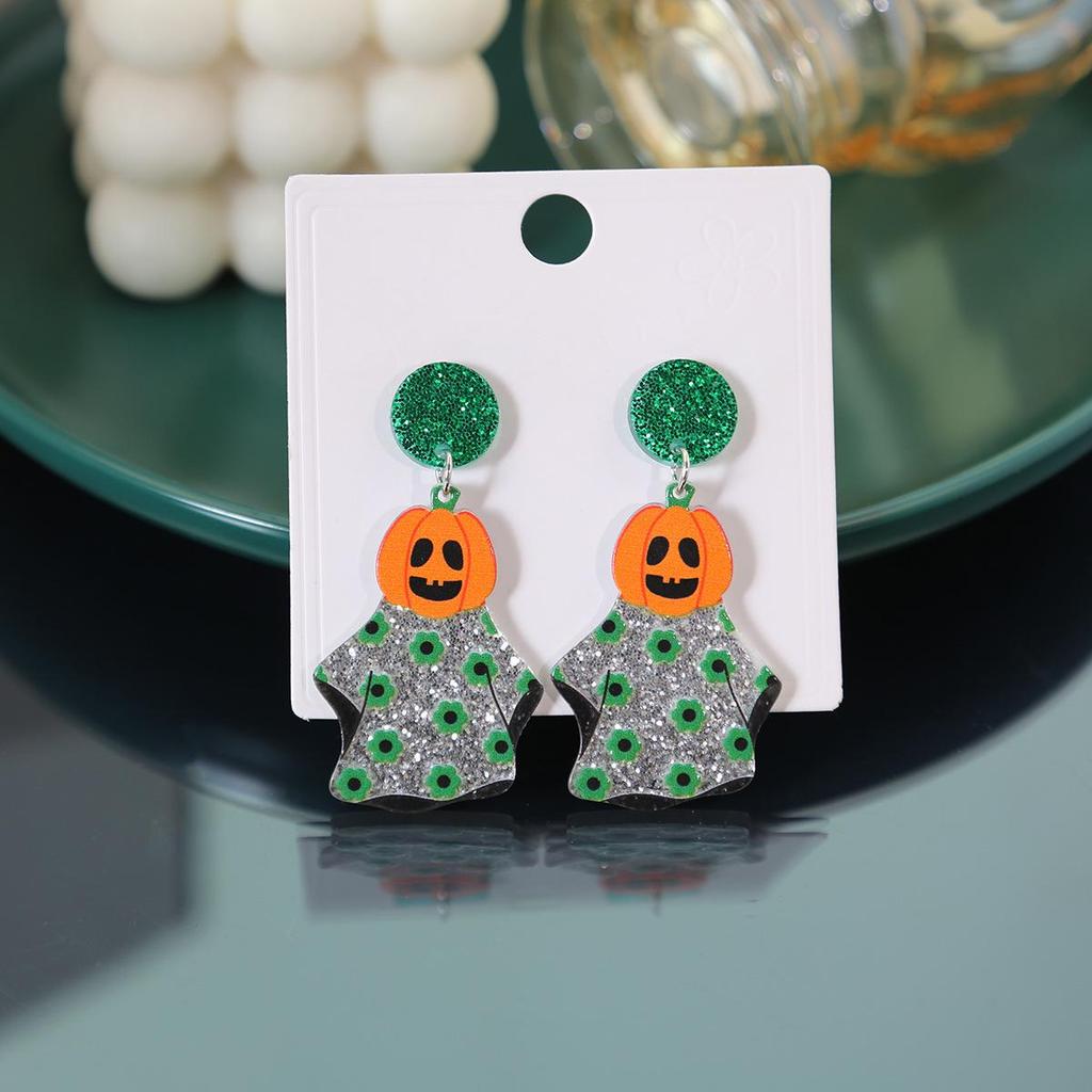 Quirky Halloween Earrings: Cartoon Ghost, Pumpkin, Spider Web, and Cat Designs for Women