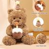 Happy Birthday Teddy Bear Plush Toy 30cm with Cake & Hat, Cuddly Stuffed Animal for Kids Adults Christmas Birthday Party Gift