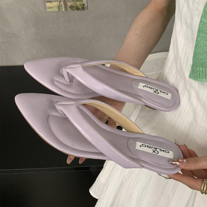 Fashion SUOJIALUN 2025 Summer New Women Slipper Fashion Pointed Toe Slip On Flip Flop Shoes Low Wedge Heel Outdoor Vacation Slides Shoes