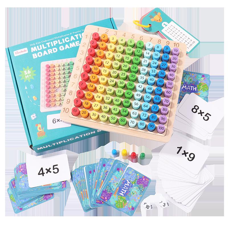 Montessori Wooden Math Times Table Board: Educational Multiplication Learning Toy for Children.