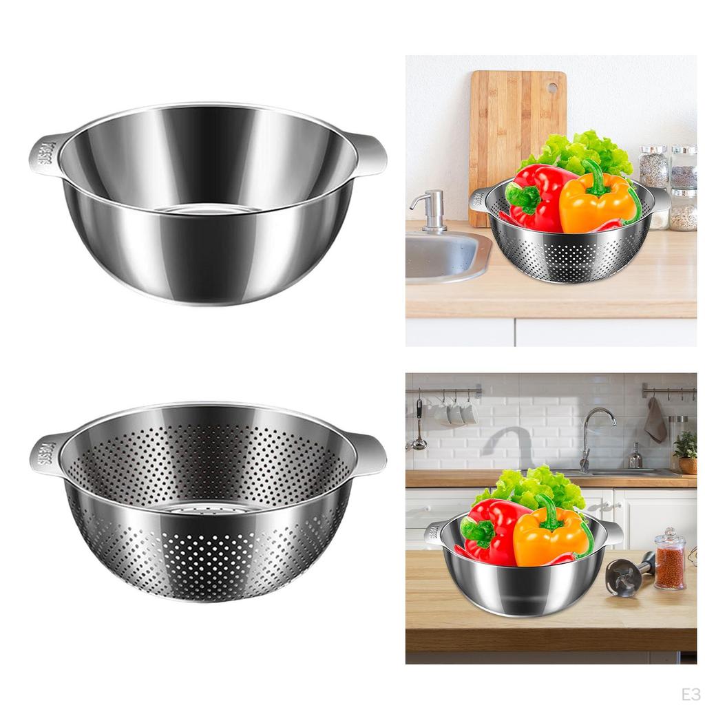 3L Food Strainer Supplies with Handles ,Salads Basket ,Stainless Steel Kitchen Colanders, for