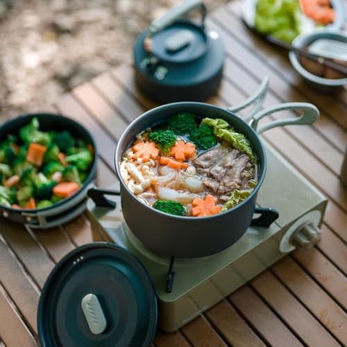 Naturehike Official Store Aluminum Cookware Set - Camping Cookware Outdoor Dish Set 3-Piece Set: Frying Pan, Kettle, Pot - Lightweight, Compact Cookwa