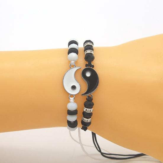 2Pcs Couple Bracelets Adjustable Rust-proof Fadeless Stylish Bracelet Pendants