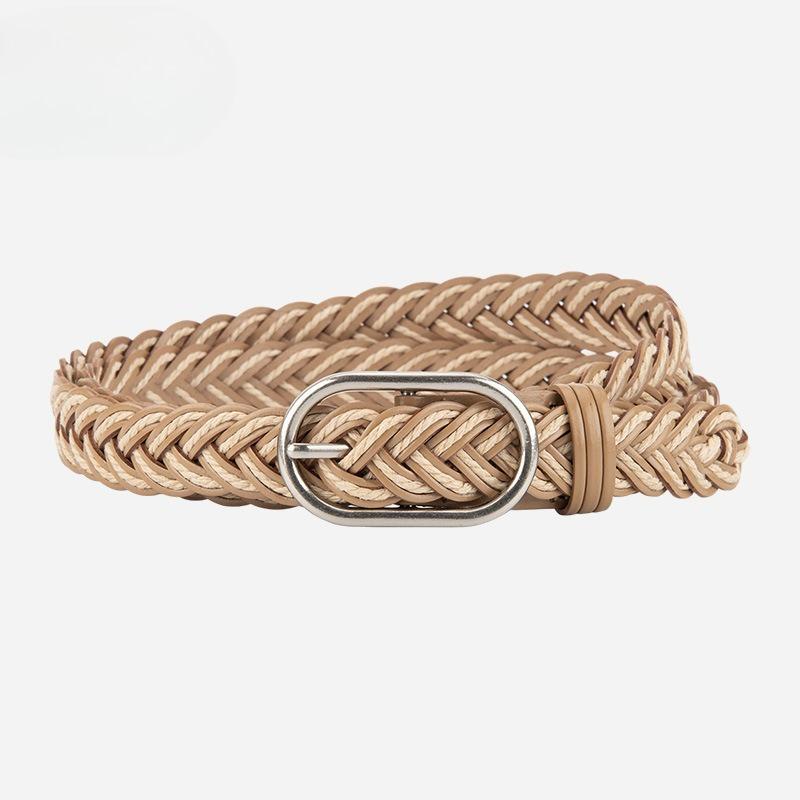 

Ретро плетеный ремень без проколов для девочек с джинсами студенческий декоративный ремень для мужчин и женщин 110cm