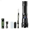 High Power LED Flashlight  Rechargeable - Long Range Torch with Telescopic Zoom, Bright Self-Defense Flashlight for Outdoor Use