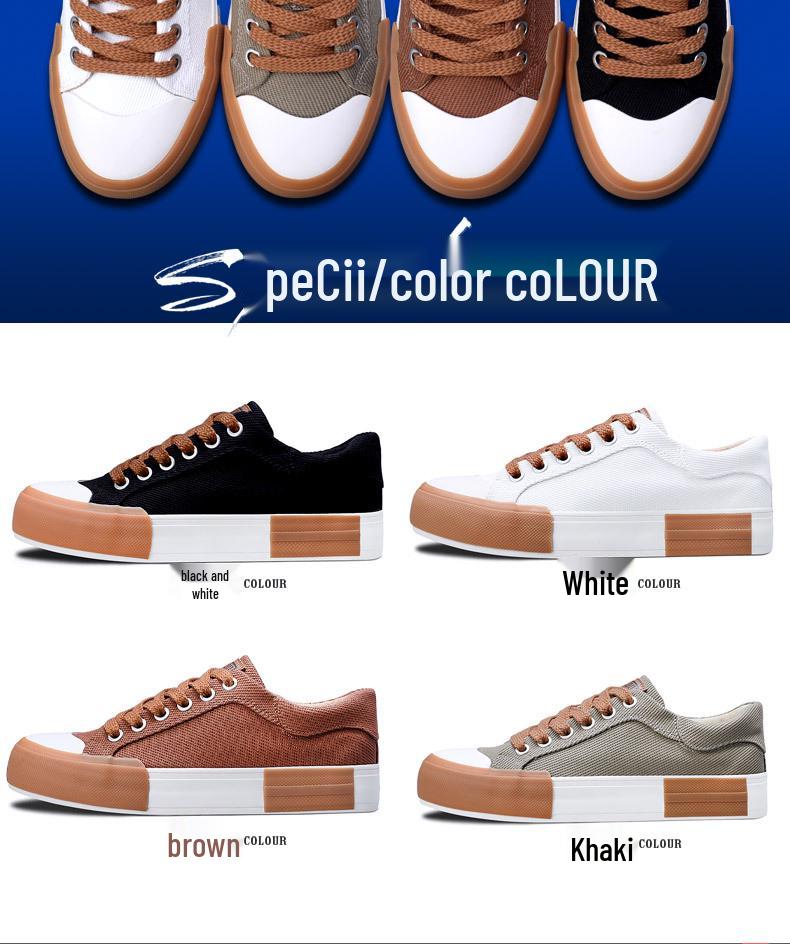 2026 Spring Men's Korean Style Casual Canvas Shoes - Versatile, Trendy, Flat Bottom, Low Top Board Shoes