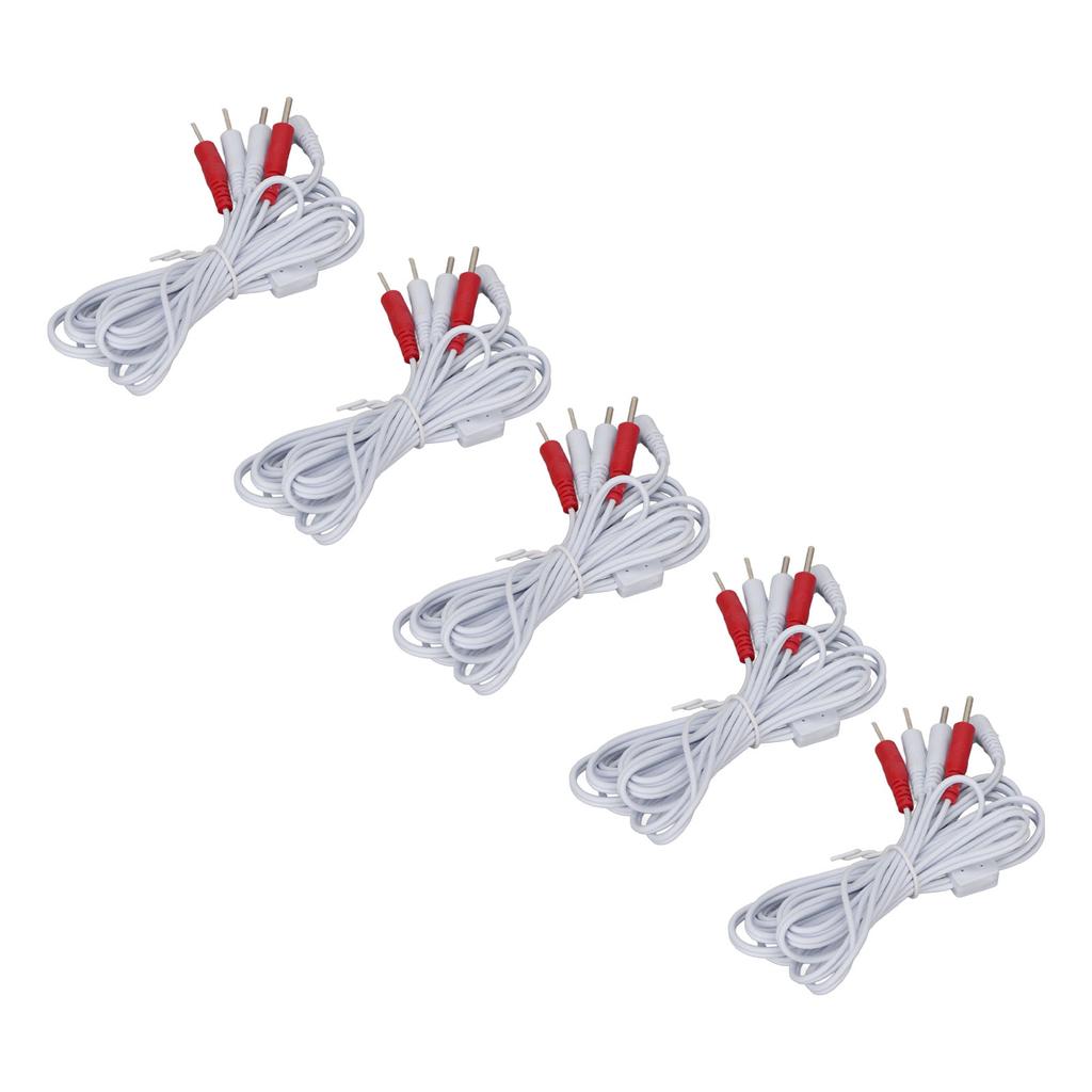 5pcs Electrode Wire 1 To 4 Pin 4.9ft Length Promote Blood Circulation Multifunctional 2.5mm Plug TENS Unit Wire White