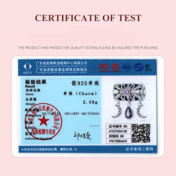 Vintage Iris Diy Bracelet Beaded, Purple Water Drop Zircon S925 Sterling Silver Pendant Accessories