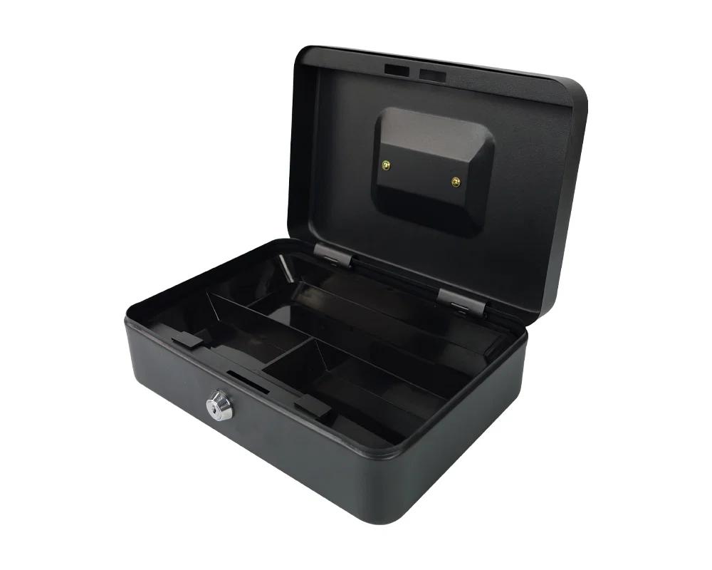 Black Steel Cash Box with Key Lock Hdwr Hd-Cb15