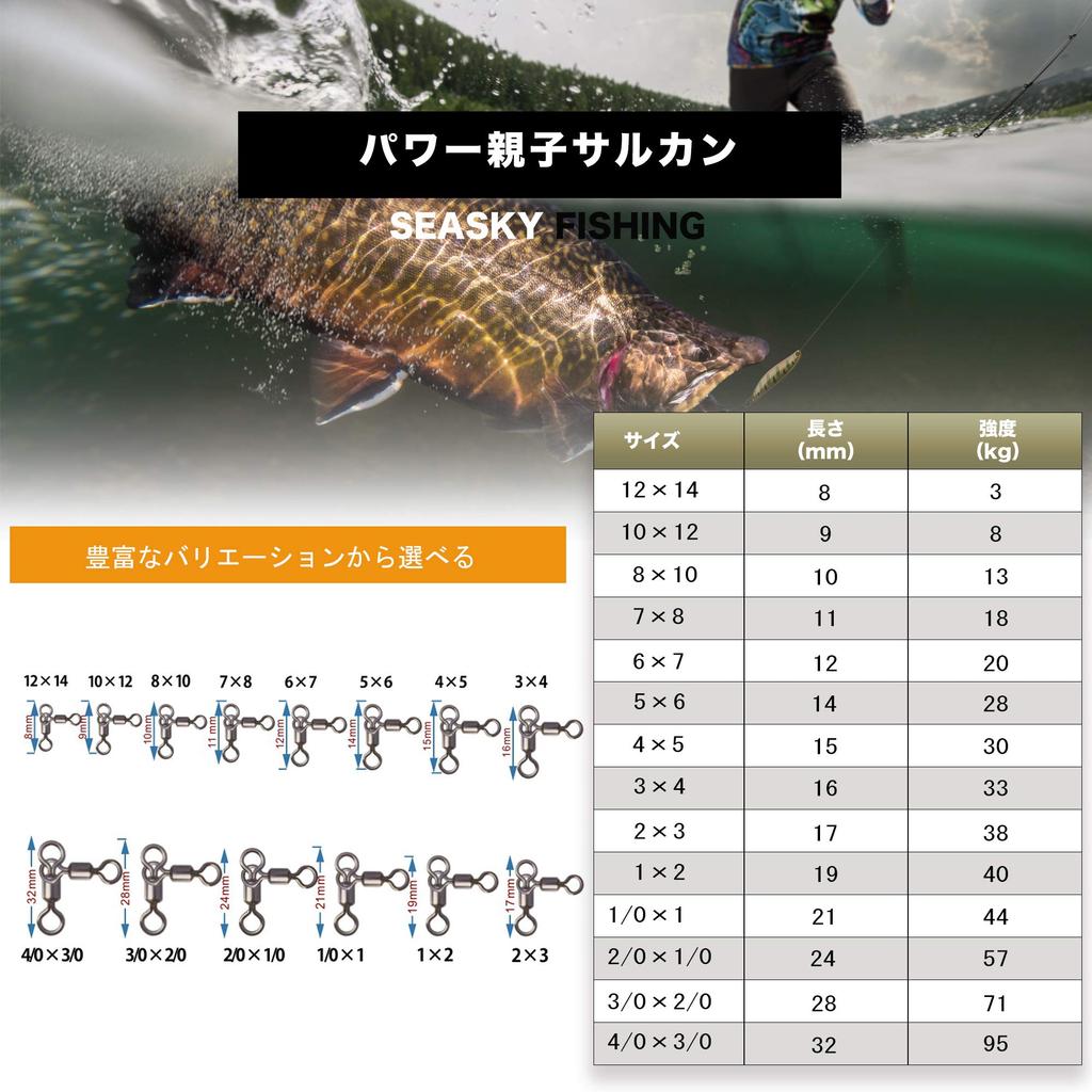 SEASKY Power Value Pack of Stainless Steel High Strength Corrosion for Boat Fishing Snap Fishing Rig Swivel, 50, Alloy, & Resistant, Fishing, Tackle,