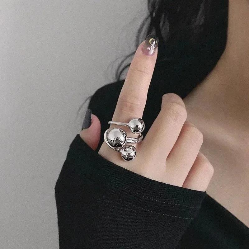 Silver Simple Punk Hollow Rings for Women Geometric Fashion Open Adjustable Handmade Party Jewelry Gift Allergy Engagement Ring