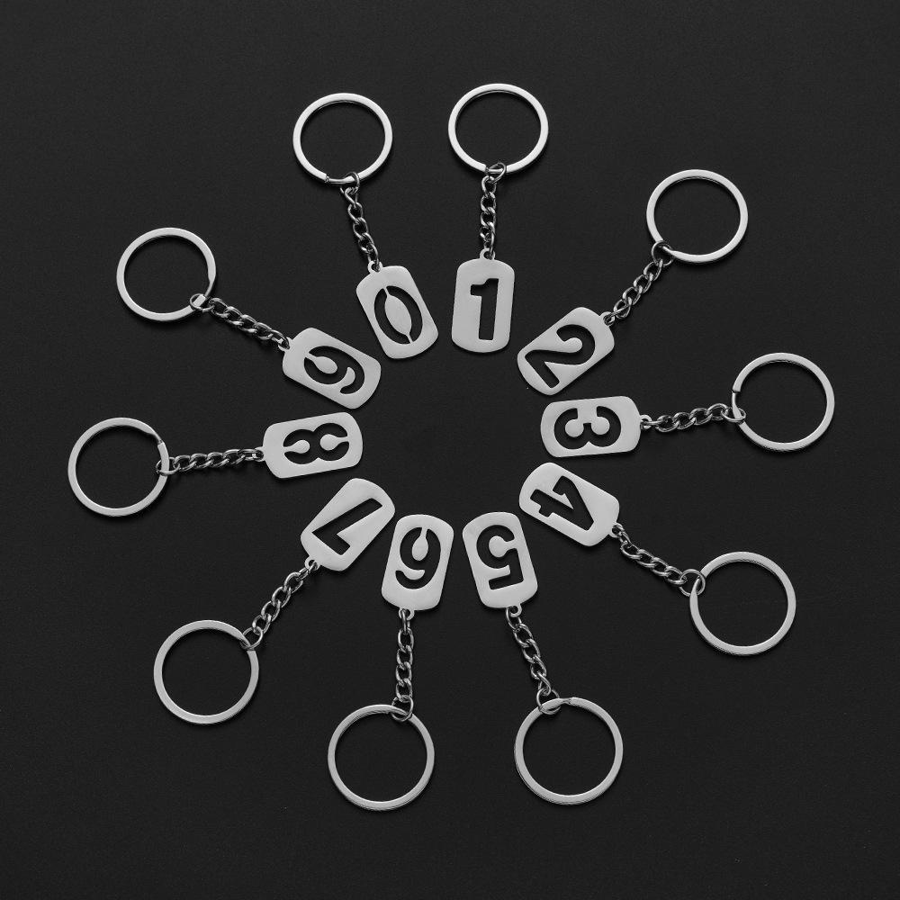 Versatile Stainless Steel Hollow Number Keychain Pendant