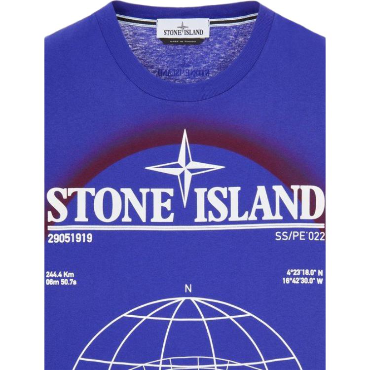 STONE ISLAND Short-Sleeve T-Shirt Bright Blue Men Tops 76152NS96-V0022