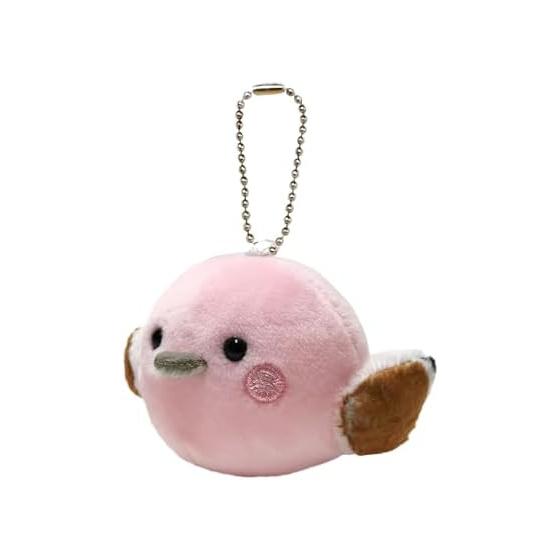 [LamPlanning] [Kinagani Shimaenaga] Ball Chain Keychain Plush Toy Mascot Shimaenaga Kotori Small Bird Soft and Fluffy (1 Sakura, Ball Chain)