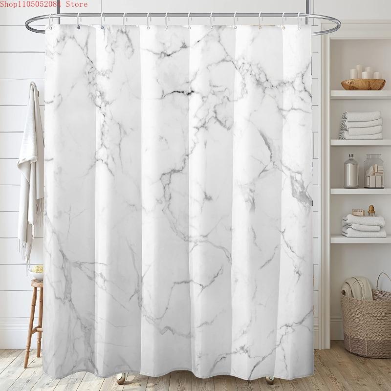 Heavy Duty Shower Curtain With Hooks Waterproof Anti-mold Easy Clean Cute Simple Style For Home Hotel Rental Apartment Bathroom