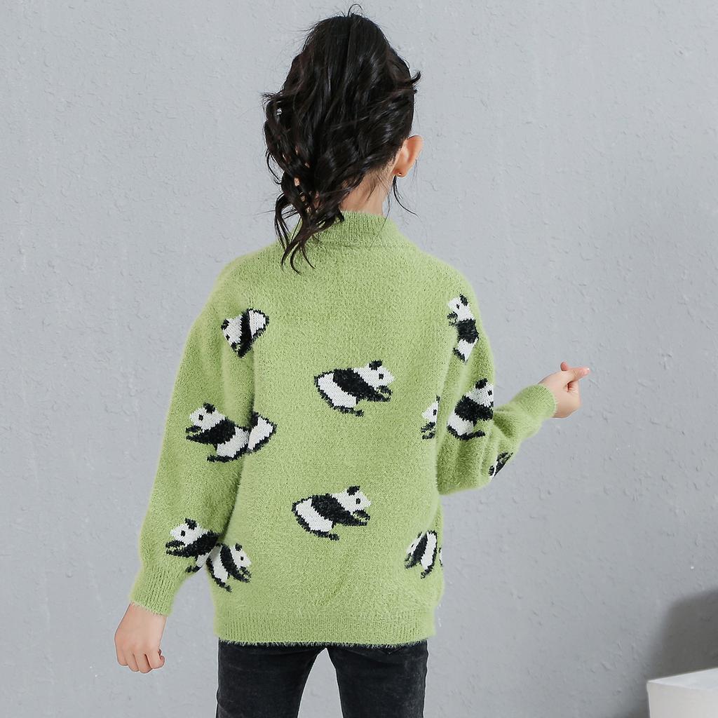Girl panda imitation mink fur pullover sweater