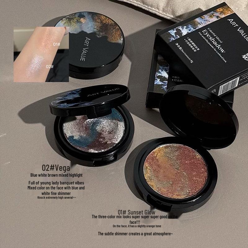 Art Value Shimmery Eyeshadow: Vibrant Mixed Colors, Unique Potato Mash Texture, Five-Flower Pork Shade for a Bold Eye Makeup Look
