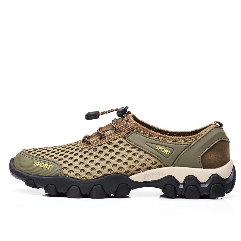 

2025 spring new mesh shoes men s outdoor mountaineering and wading shoes mesh breathable sports and leisure shoes soft-soled men s shoes 39 темно-коричневого