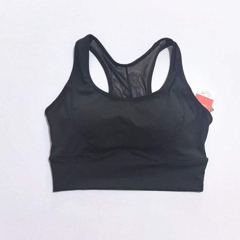 

Fitness Training One-Piece Exercise Underwear Bra Shockproof Quick-Drying Beauty Back Mesh Breathable Running Yoga Vest for Women Black L