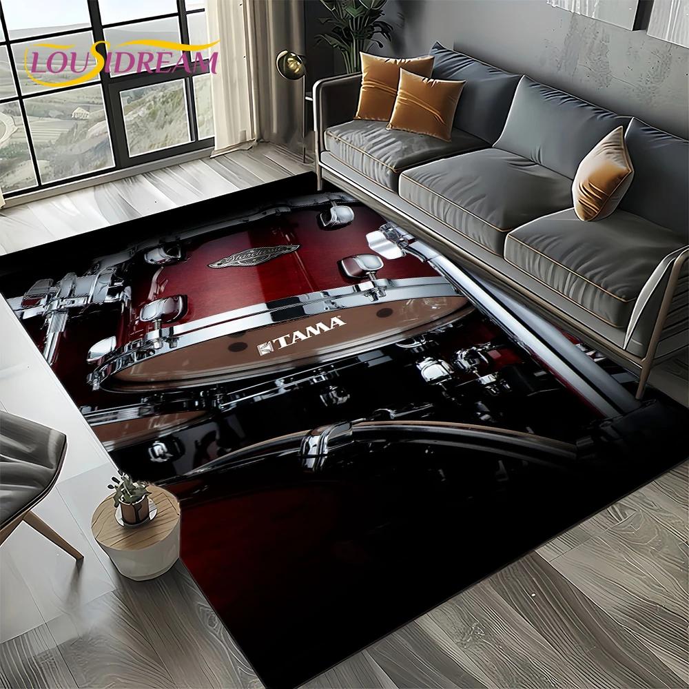 Music Instruments TAMA Drum Kit Drum Set Carpet Rug for Living Room Bedroom Home Sofa Decoration,Kid Area Rug Non-slip Floor Mat