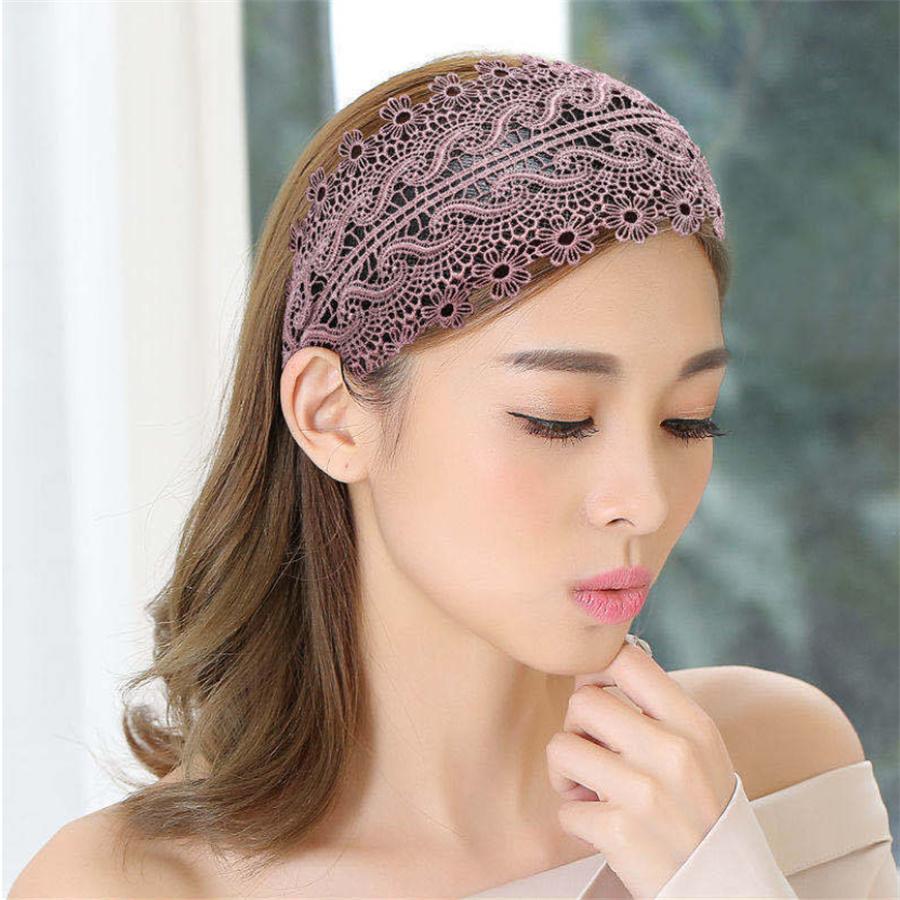 New Korean Elegant Headband Fashion Lace Headband Solid Color Elastic Hairband Hair Accessory Women Girls Headband Headband