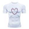 Men's Compression Workout T-Shirt, Thorn Heart Pattern Quick