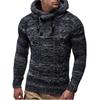 Men High Collar Long Sleeve Sweater Casual Solid Color Pullover Sweaters Slim Fit Hooded Sweaters