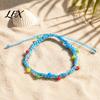 Handmade Woven Rope Wristbands Braided Bracelet for Women, Bohemian Wrist Casual Minimalist Hand with Colorful Rice Beads, Adjustable Knot Cord