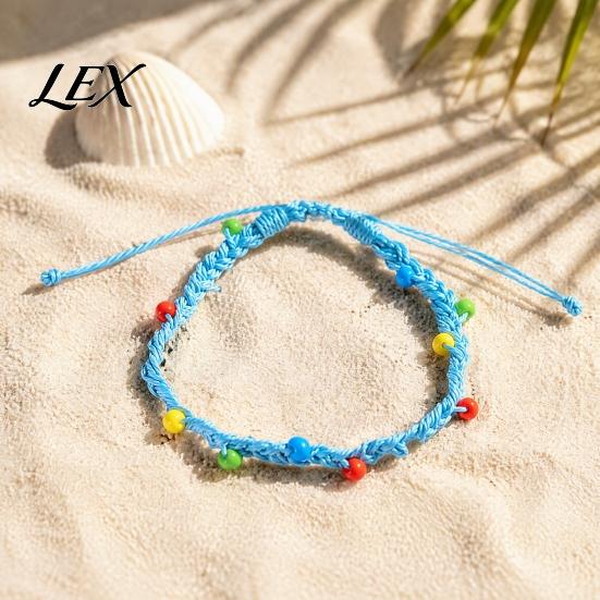 Handmade Woven Rope Wristbands Braided Bracelet for Women, Bohemian Wrist Casual Minimalist Hand with Colorful Rice Beads, Adjustable Knot Cord